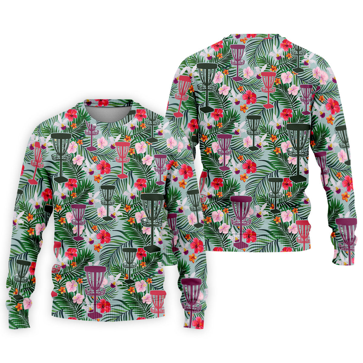 Tropical Disc Golf Basket Floral Polo Shirt, Hawaiian Golf Shirt, Golf Polo Shirts For Men