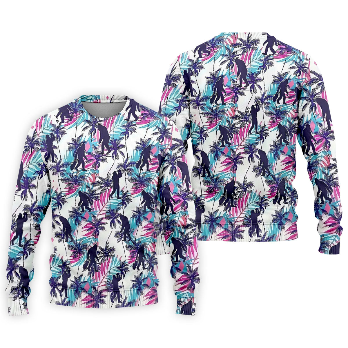 Funny Bigfoot Golfer Tropical Palm Pattern Polo Shirt, Golf Shirts For Men, Printed Golf Shirts