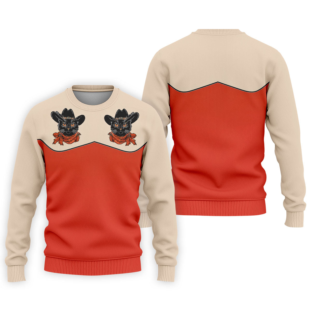 Red Western Cowboy Black Cat Golf Polo Shirt, Mens Golf Shirts, Polo Shirts For Men