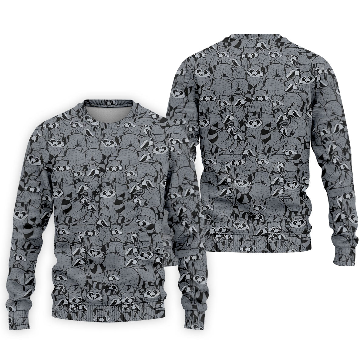 Gray Cartoon Raccoon Pattern Golf Polo Shirt, Men's Golf Shirt, Golf Polo Shirts For Men
