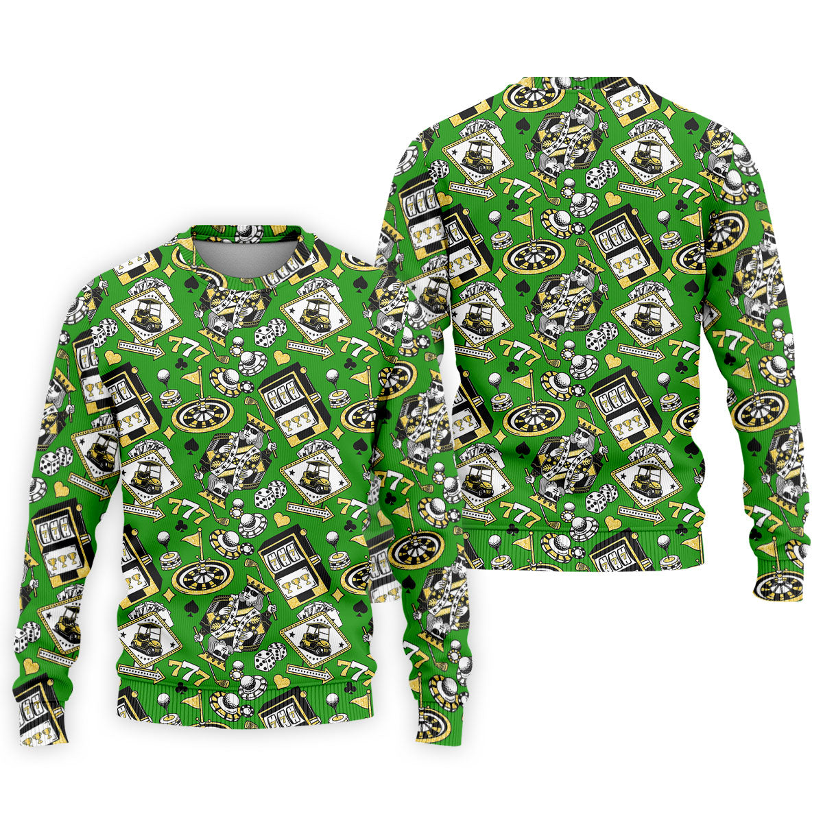 Casino Golf Pattern Green Hawaiian Golf Polo Shirt, Mens Golf Polo, Polo Shirts For Men