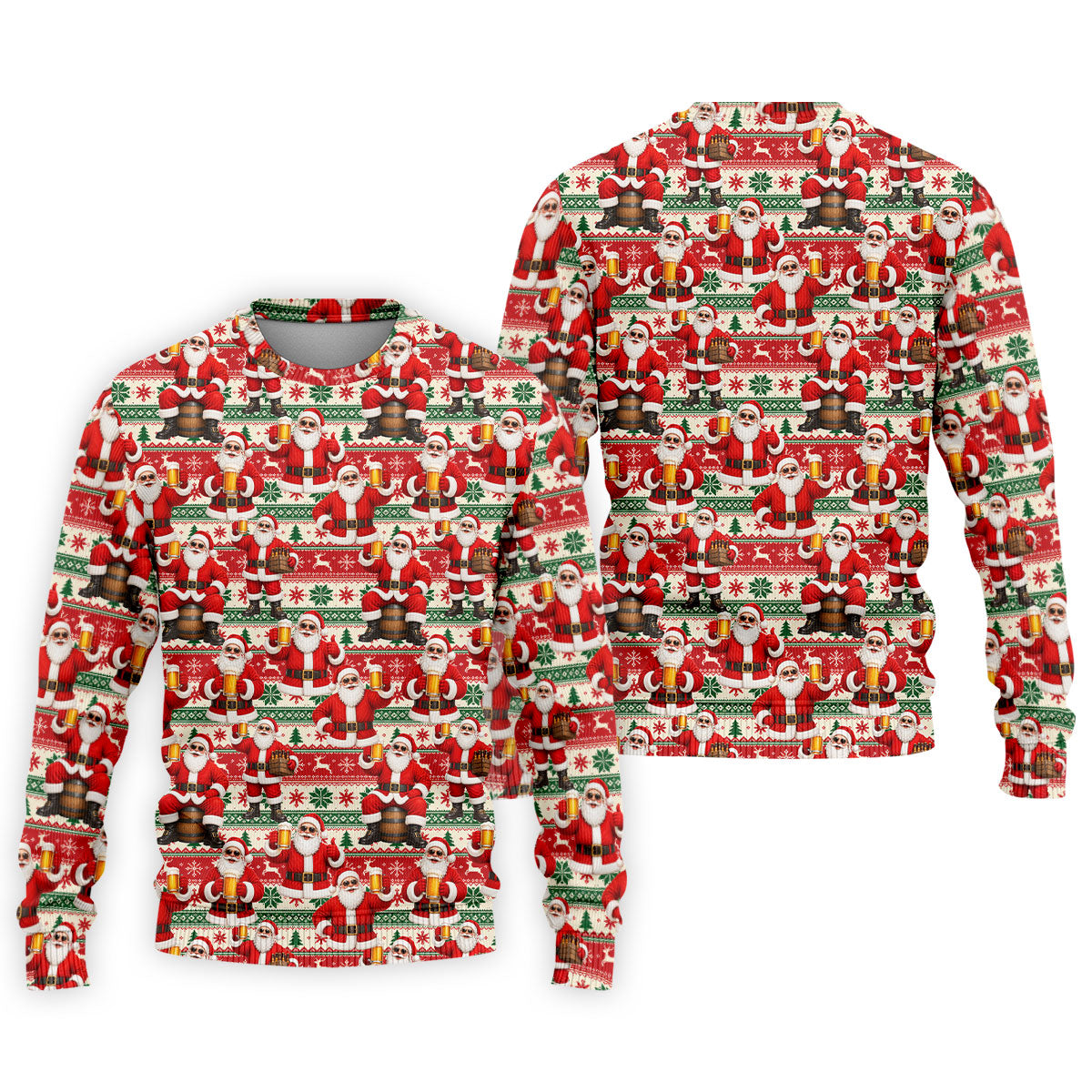 Funny Santa Beer Ugly Sweater Christmas Golf Shirt, Mens Golf Shirts, Polo Shirts For Men