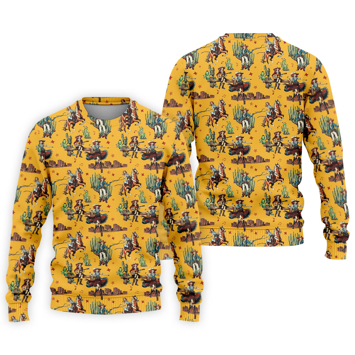 Yellow Cowboy Rodeo Desert Western Hawaiian Golf Shirt, Men's Golf Shirt, Golf Polo Shirts For Men