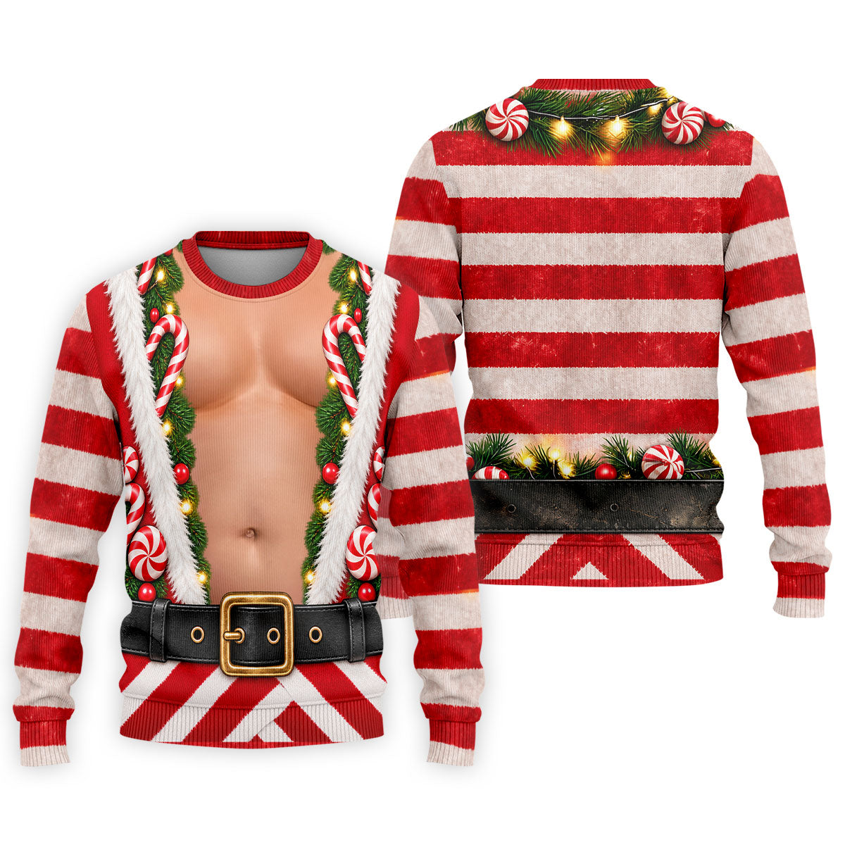 Christmas Candy Cane Santa Suit Polo Shirt, Mens Golf Shirts, Golf Apparel For Men