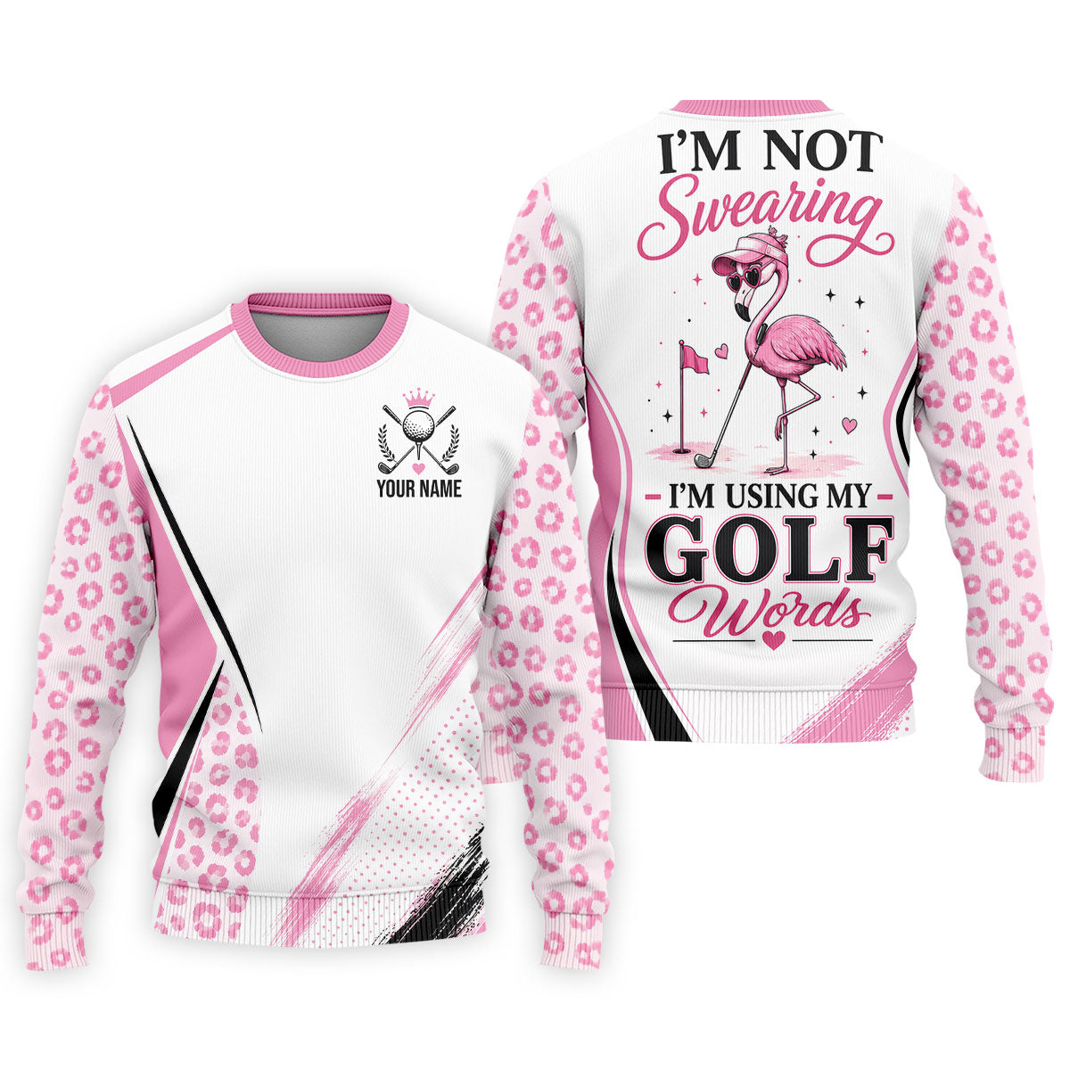 Personalized Pink Golf Crest Polo Shirt, Golf Polo Shirts For Men, Mens Golf Apparel