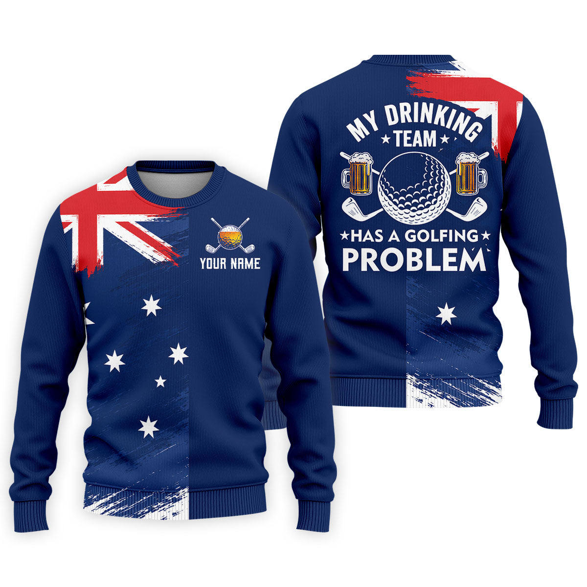 My Drinking Team Has A Golfing Problem Australia Flag Print Men's Golf Top, Golf Shirts For Men