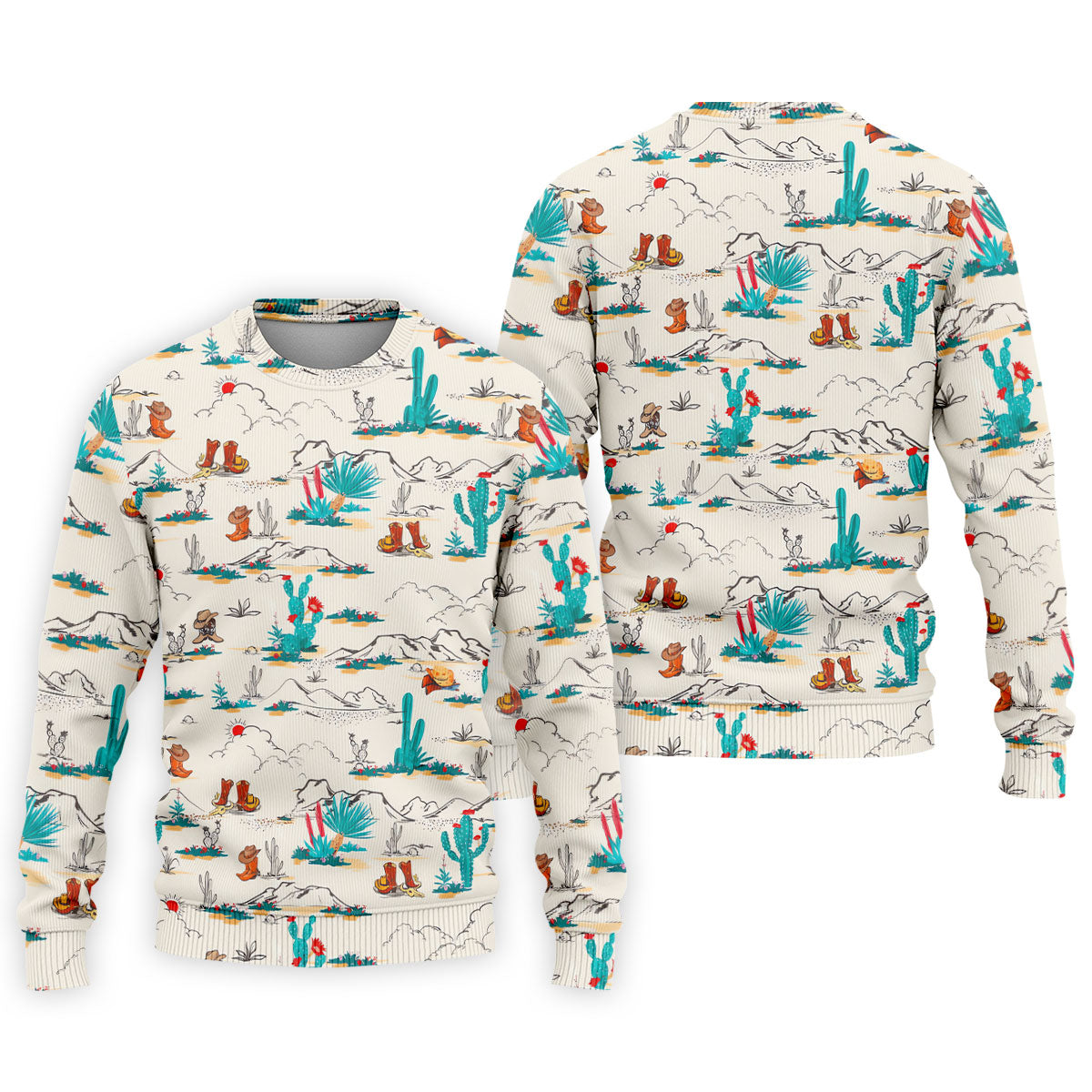 Western Desert Cowboy Boots Pattern Golf Shirt, Men's Golf Shirt, Printed Golf Shirts