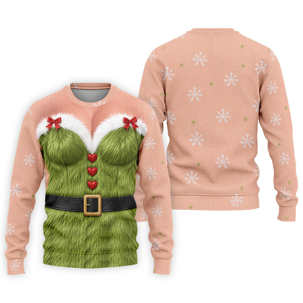 Funny Green Furry Christmas Costume Polo Shirt, Mens Golf Polo, Golf Apparel For Men