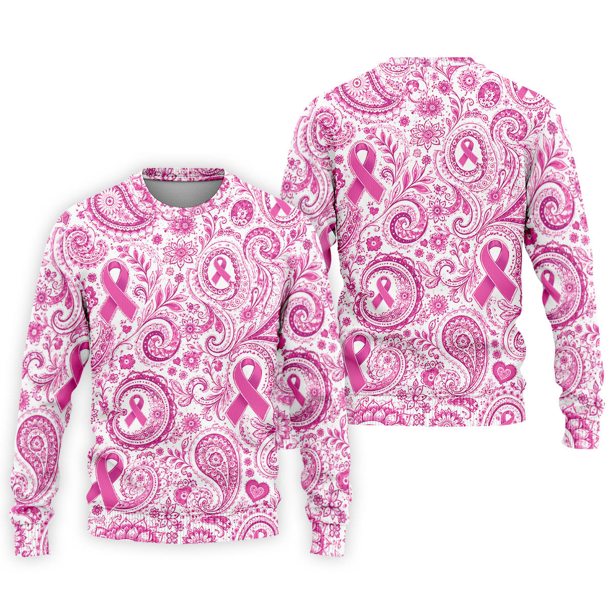 Pink Ribbon Paisley Breast Cancer Golf Polo Shirt, Men's Golf Shirt, Printed Golf Shirts