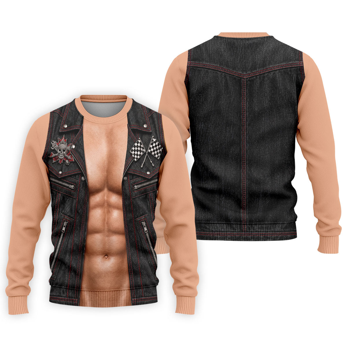 Black Red Racing Leather Vest Golf Polo Shirt, Mens Golf Polo, Printed Golf Shirts