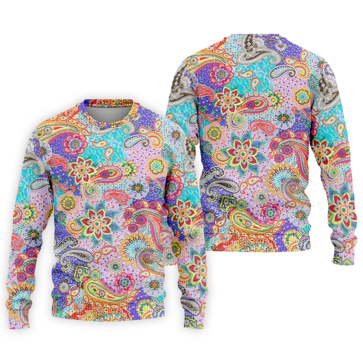 Vibrant Paisley Floral Patchwork Golf Polo Shirt, Hawaiian Golf Shirt, Mens Golf Polo