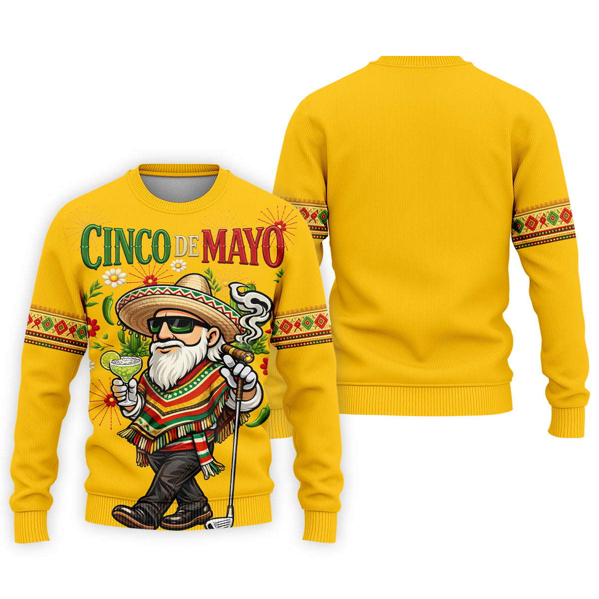 Margarita Man Cinco De Mayo Celebration Yellow Golf Shirt, Fiesta Theme Golf Shirts For Men