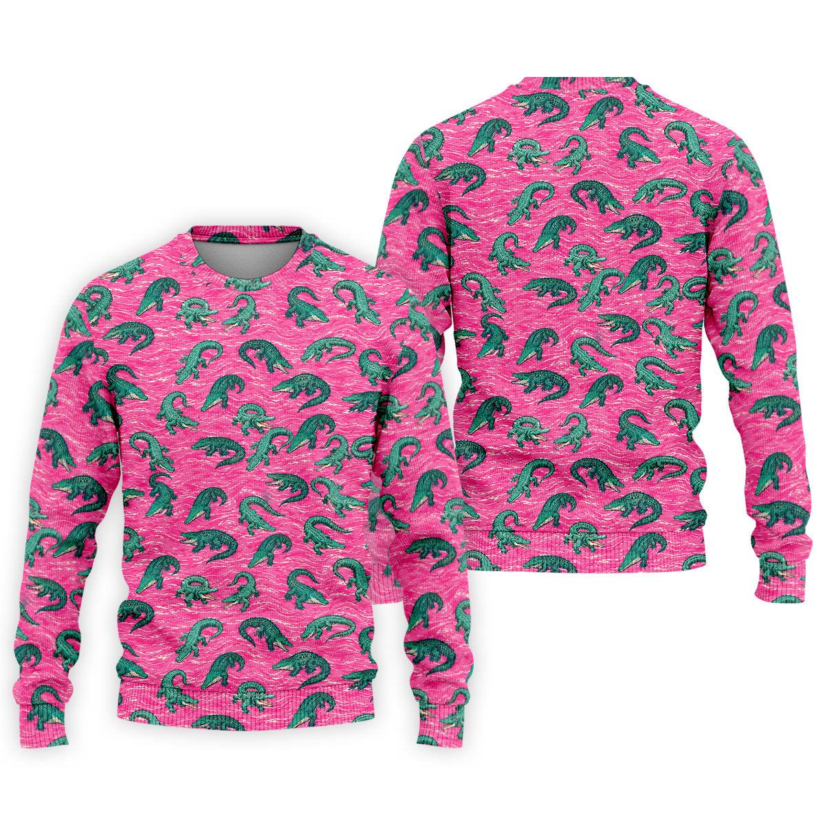 Alligator Pattern Golf Shirt, Pink Gator Print Men's Golf Polo, Polo Shirts For Men