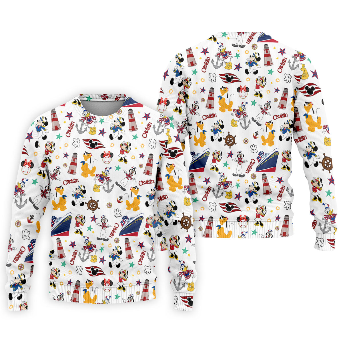 Cartoon Cruise Vacation Pattern Golf Polo Shirt, Hawaiian Golf Shirt, Golf Polo Shirts For Men