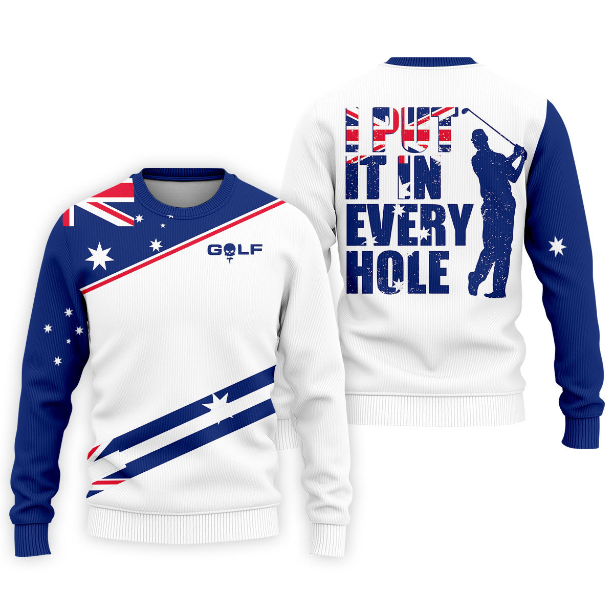 I Put It In Every Hole Australia Flag Print Men's Golf Top, Polo Shirts For Men, Golf Shirts For Men
