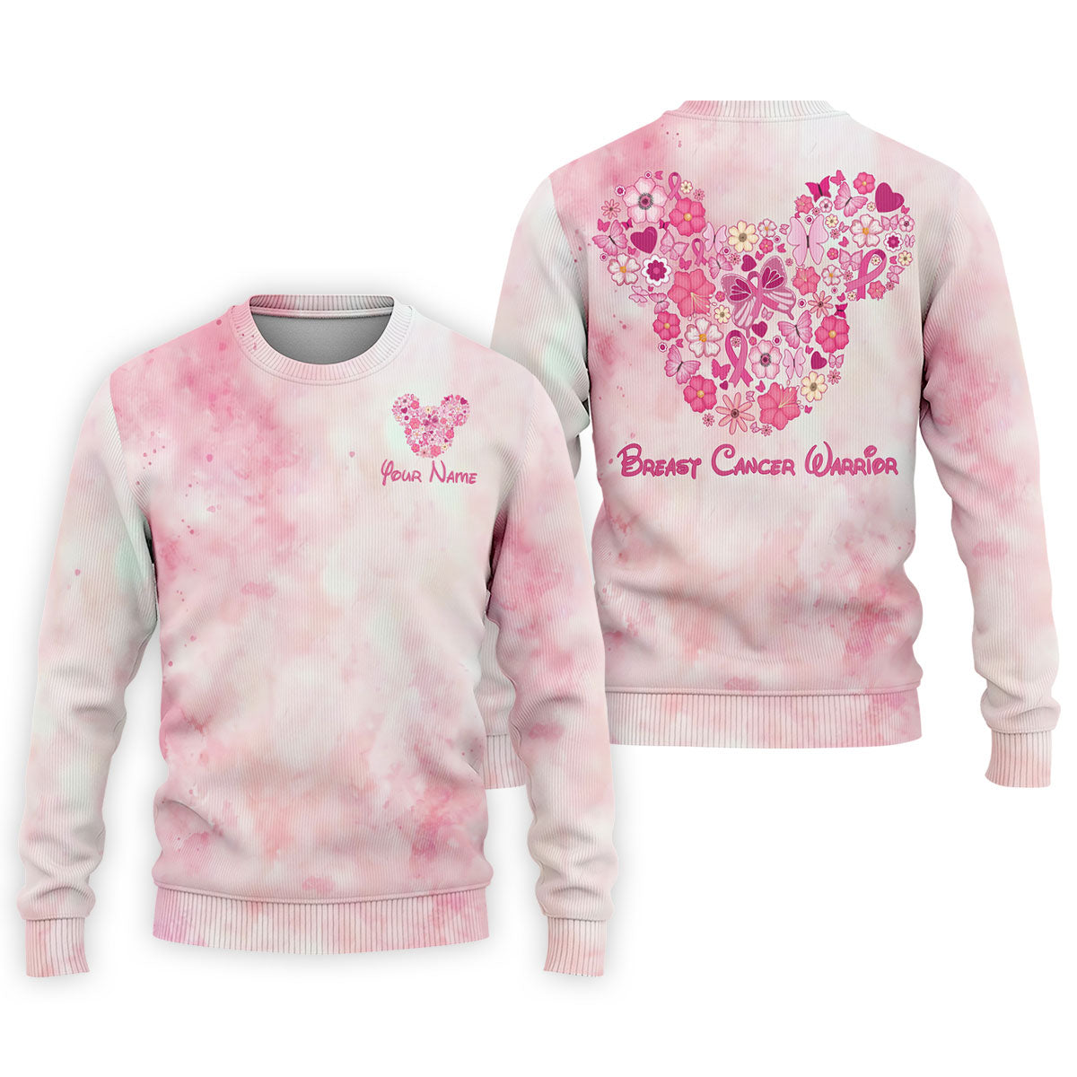 Custom Floral Heart Breast Cancer Polo Shirt, Golf Shirts For Men, Mens Golf Apparel