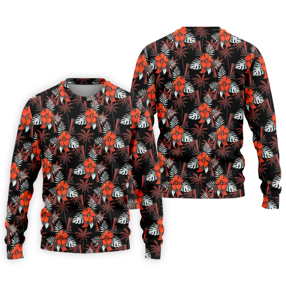 Orange Hibiscus Black Hawaiian Golf Shirt, Summer Vibe Golf Shirts For Men