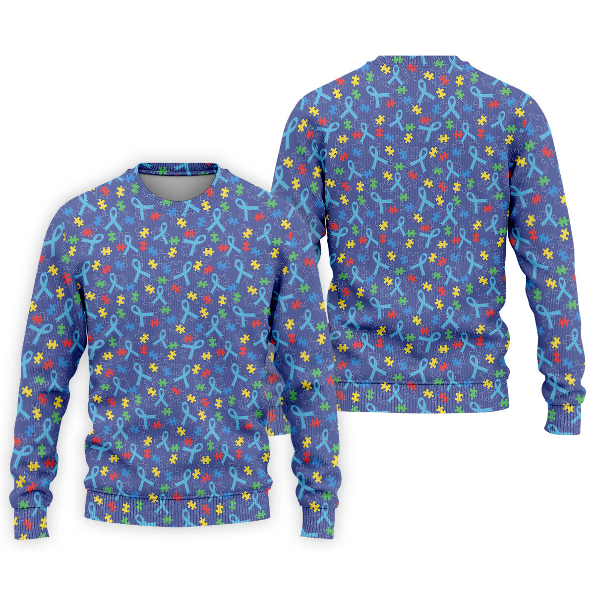 Autism Puzzle Ribbon Pattern Golf Tops For Men, Autism Awareness Color Polo Shirts For Men, Golf Shirts For Men