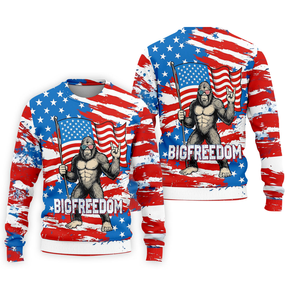 Bigfreedom Red White Blue Patriotic Bigfoot 4th Of July Golf Shirt, 250 Years Golf Shirts For Men