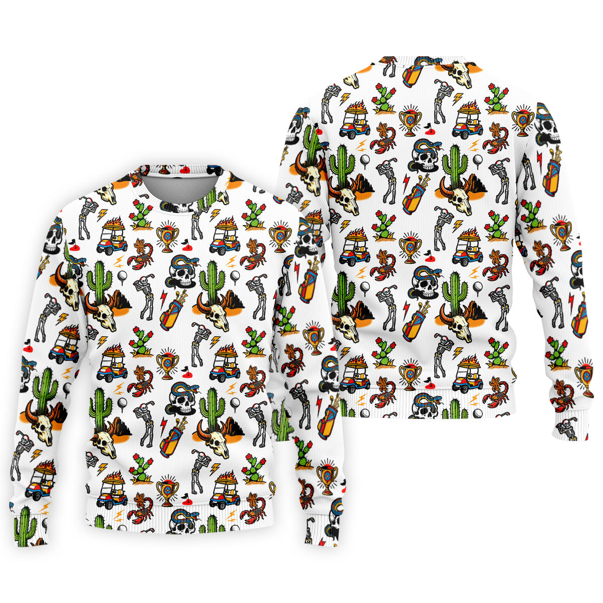 Southwestern Desert Golf Icons Pattern Polo Shirt, Mens Golf Shirts, Hawaiian Golf Shirt