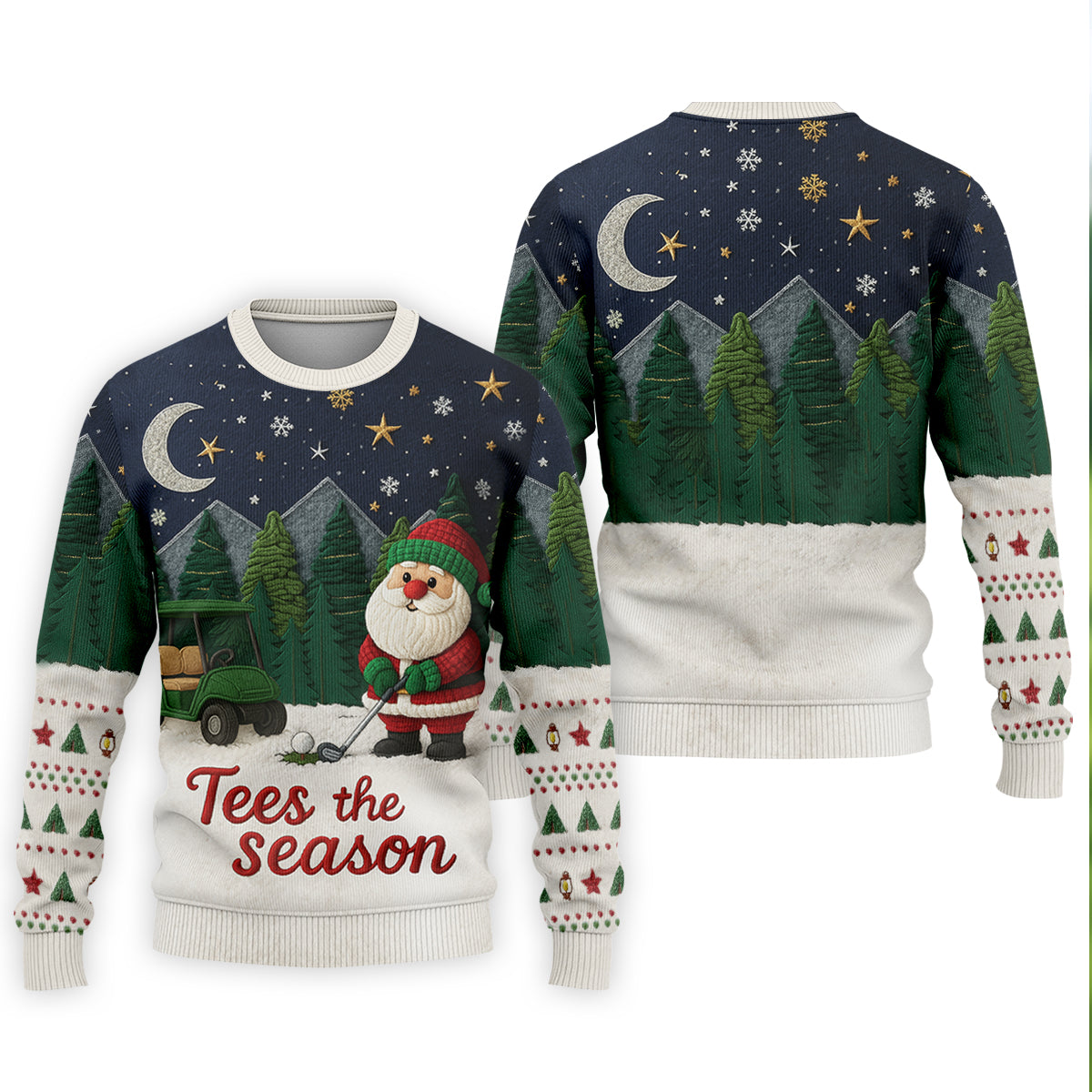 Santa Golfing Tees The Season Night Theme Golf Tops For Men, Christmas Golf Shirt, Polo Shirts For Men