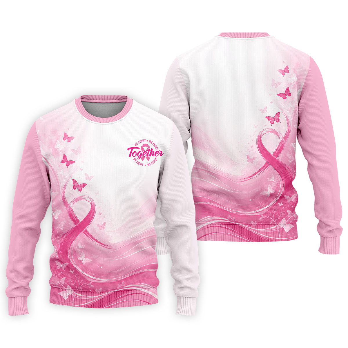 Custom Together We Fight Butterfly Breast Cancer Polo Shirt, Mens Golf Polo, Printed Golf Shirts