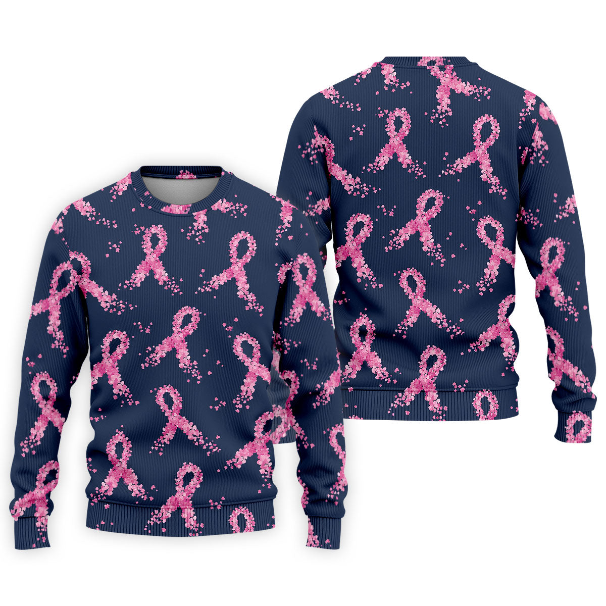 Pink Floral Ribbon Breast Cancer Awareness Polo Shirt, Men's Golf Shirt, Golf Apparel For Men