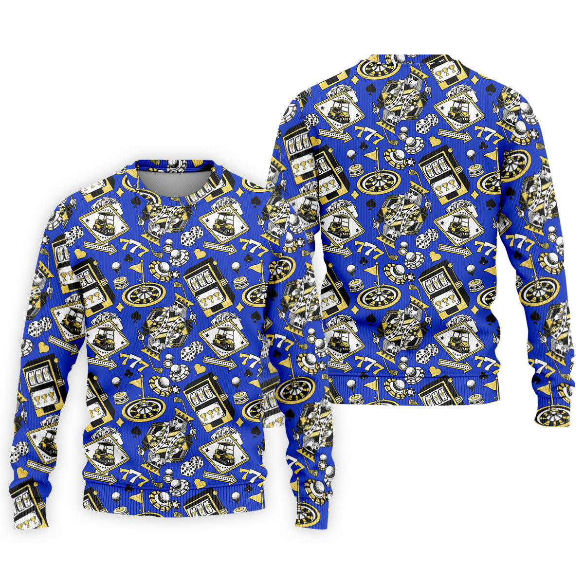 Casino Golf Pattern Blue Hawaiian Golf Polo Shirt, Golf Shirts For Men, Mens Golf Apparel