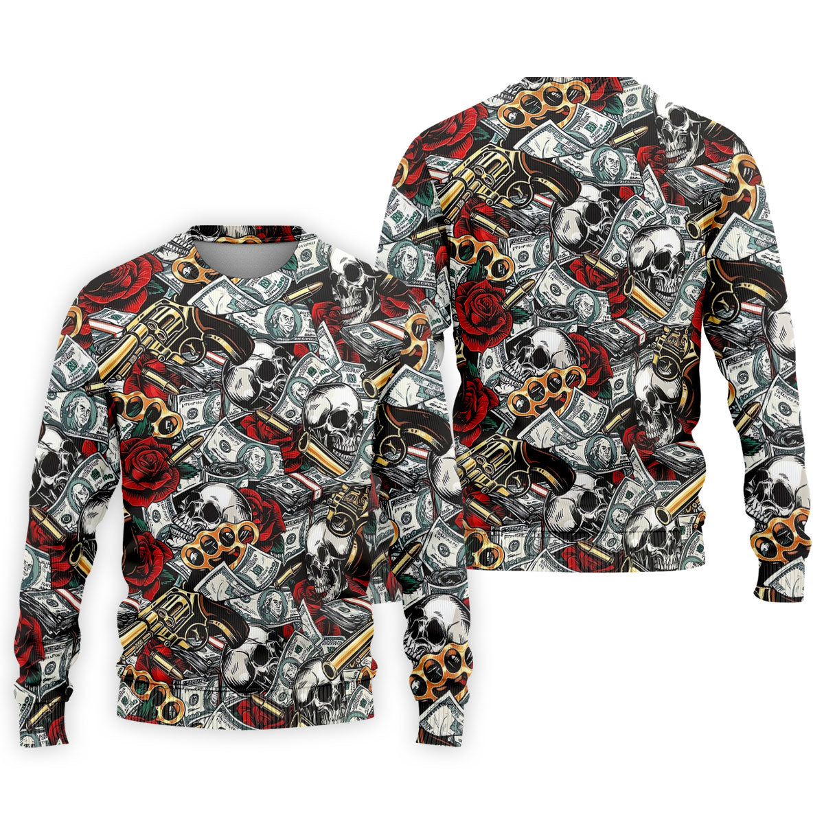 Black Skull Cash Rose Western Pattern Golf Polo Shirt, Men's Golf Shirt, Hawaiian Golf Shirt