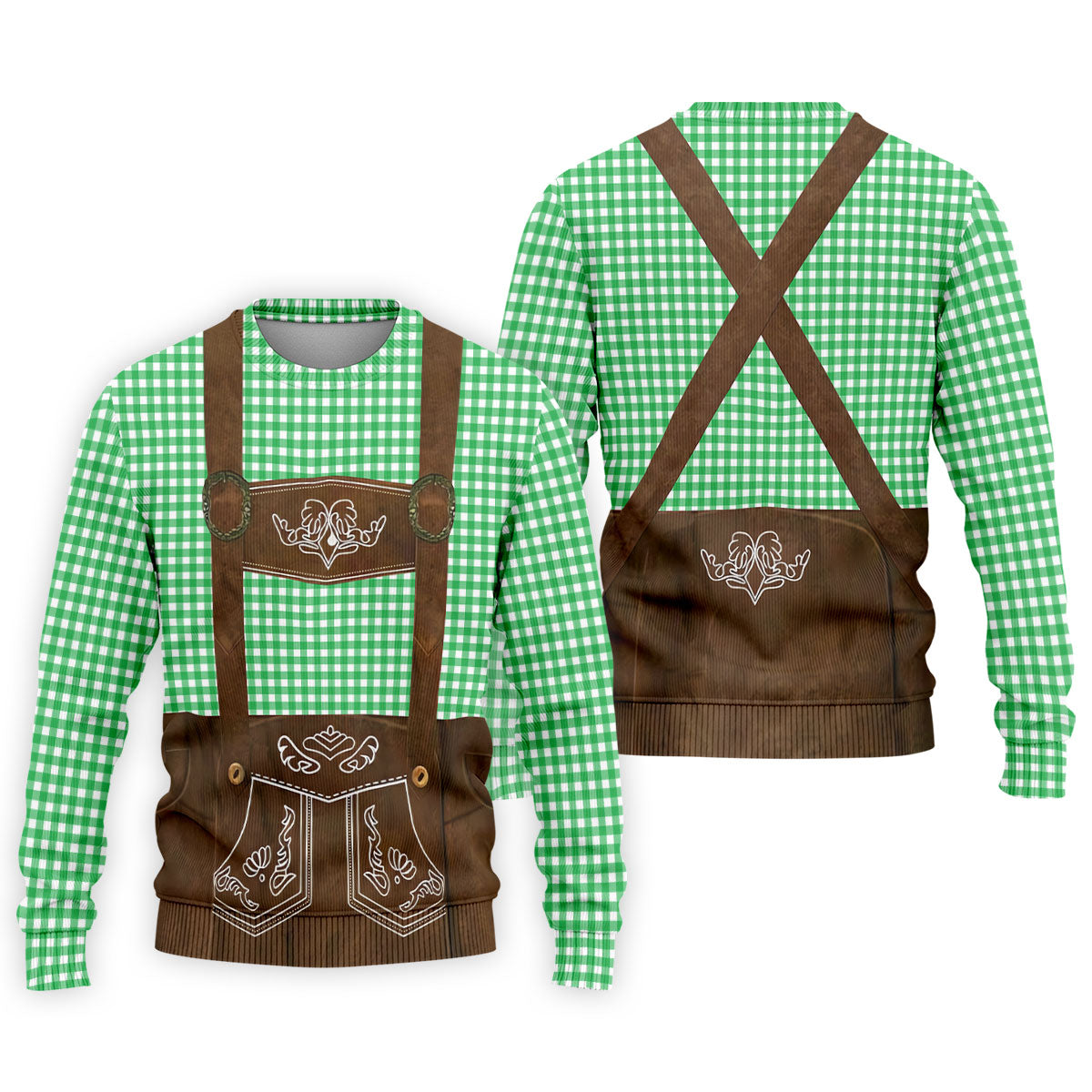 Green Oktoberfest Lederhosen Illusion Sleeveless Golf Polo, Men's Golf Shirt, Golf Polo Shirts For Men