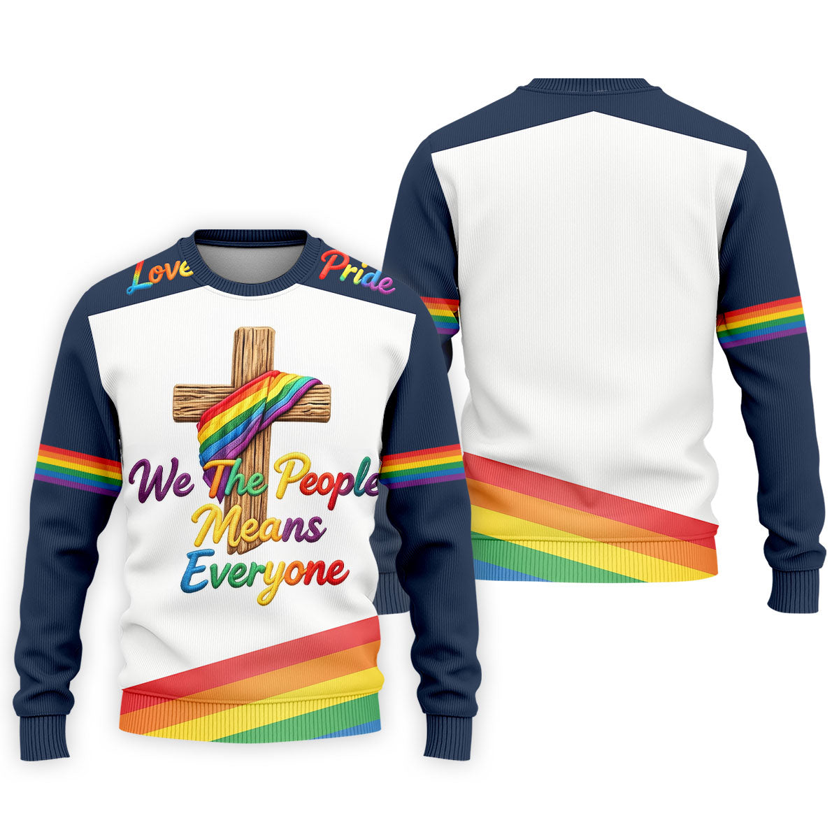 We The People Means Everyone Faith Cross LGBT Support Golf Tops For Men, Golf Shirts For Men