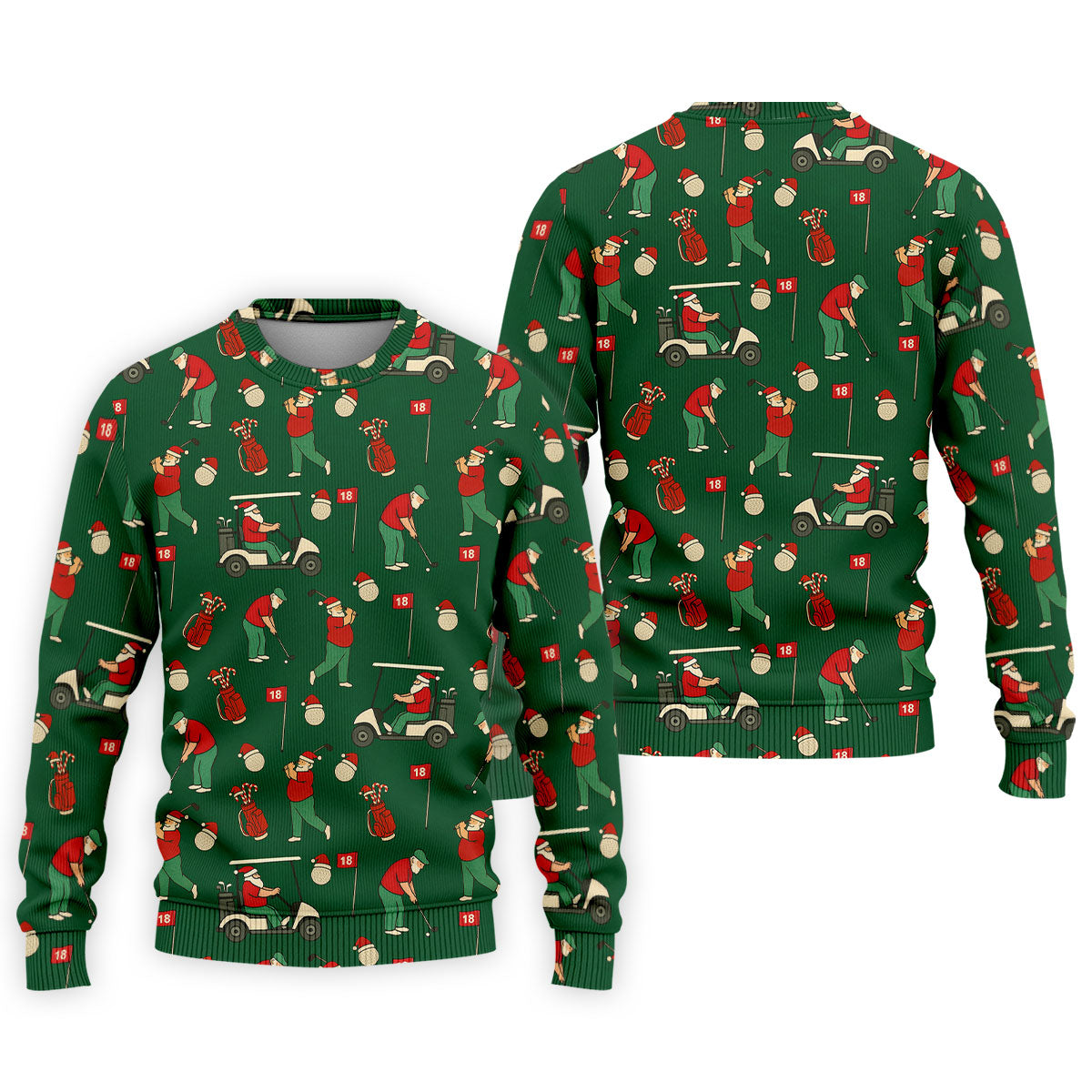 Golfing Santa Green Christmas Golf Tops For Men, Men's Funny Golf Shirts, Christmas Golf Shirt