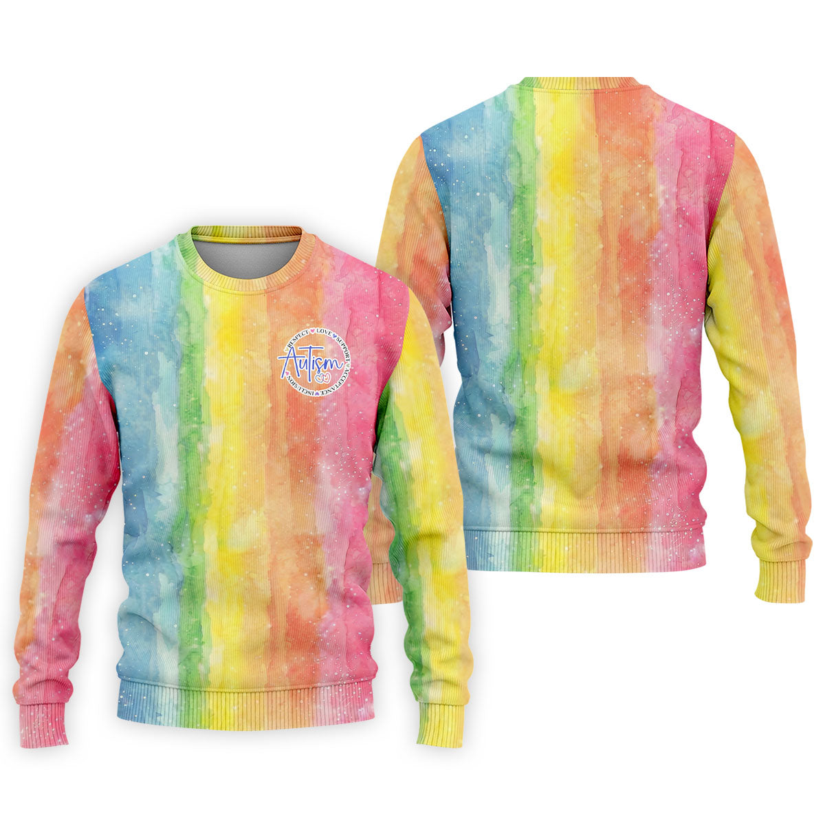 Autism Awareness Watercolor Rainbow Men's Golf Shirt, Polo Shirts For Men, Golf Shirts For Men