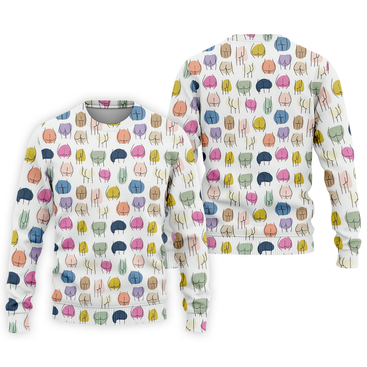 Funny Colorful Butt Pattern Golf Polo Shirt, Golf Shirts For Men, Mens Golf Apparel