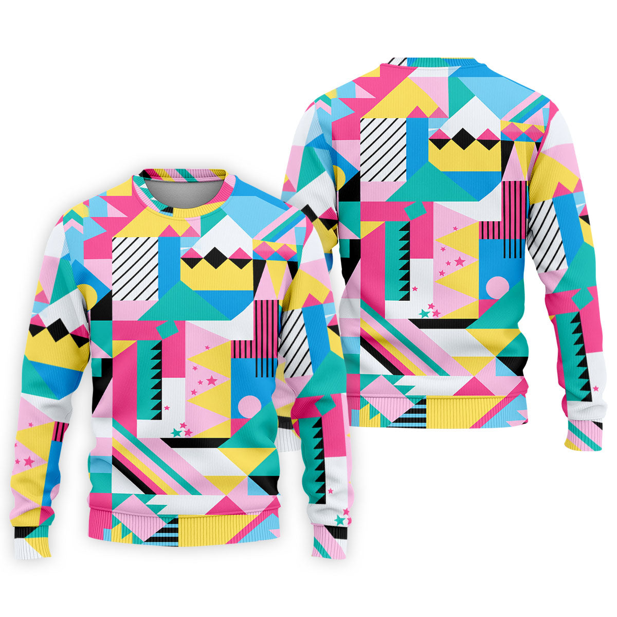 Memphis Pattern Golf Shirt, Retro 80s Geometric Color Block Design, Golf Shirt For Men