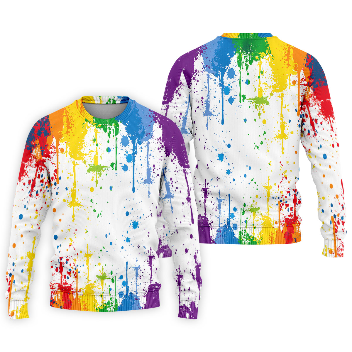 Rainbow Paint Splatter LGBT Support Golf Tops For Men, Pride Month Golf Shirts For Men