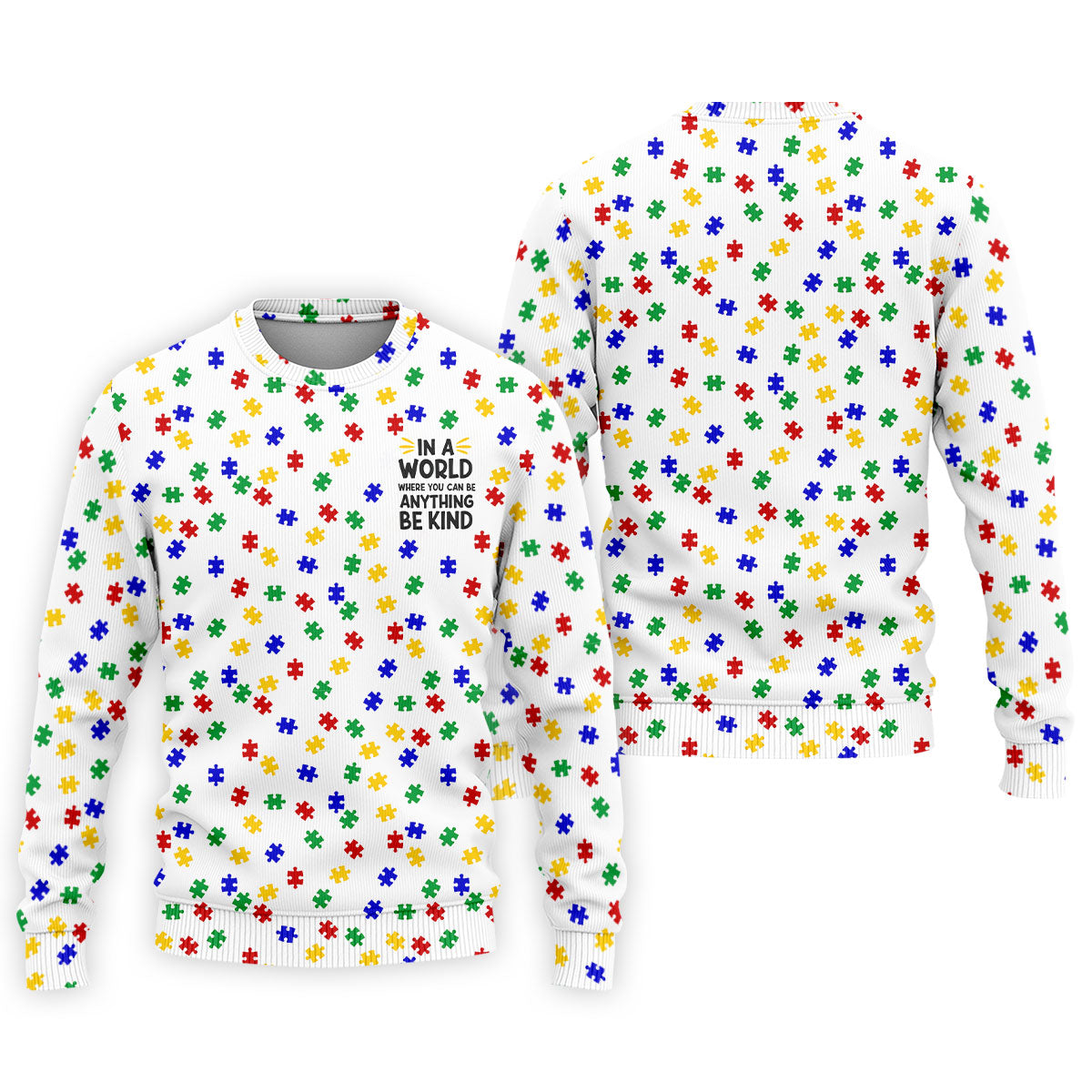 In A World Where You Can Be Anything Be Kind Golf Tops For Men, Autism Awareness Color Golf Shirts For Men