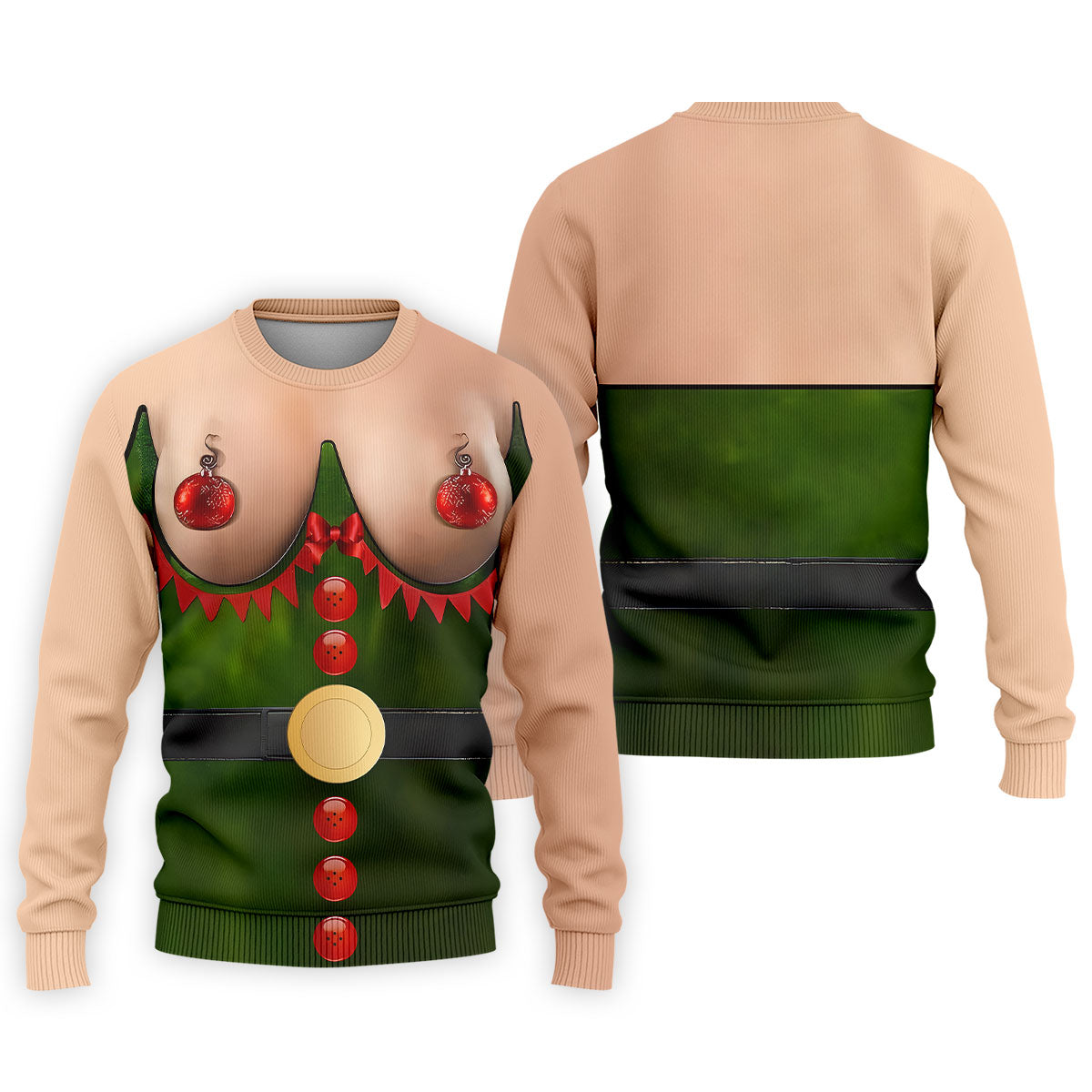 Funny Naughty Elf Costume Men's Golf Shirt, Ugly Christmas Shirt, Christmas Golf Shirt