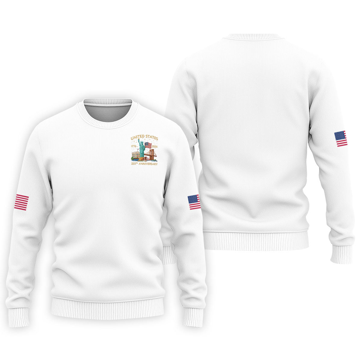 American Symbols White Patriotic Golf Shirt, US 250 Years 4th Of July Golf Shirts For Men