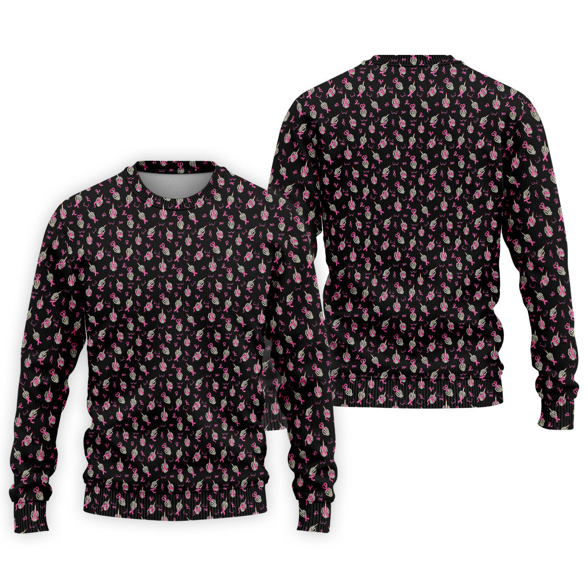 Skeleton Middle Finger Breast Cancer Polo Shirt, Polo Shirts For Men, Mens Golf Apparel
