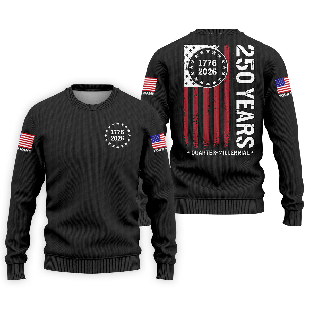 250 Years Quarter Millennnial Golf Ball Pattern Black Patriotic Golf Shirt, 4th Of July Golf Shirts For Men
