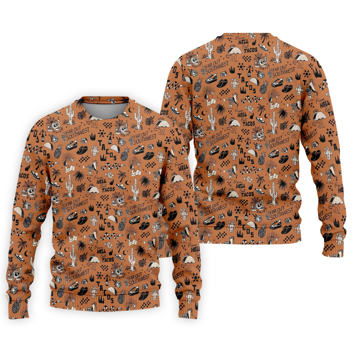 Southwest Desert Taco Skull Pattern Hawaiian Golf Shirt, Golf Tops For Women, Performance Golf Shirt