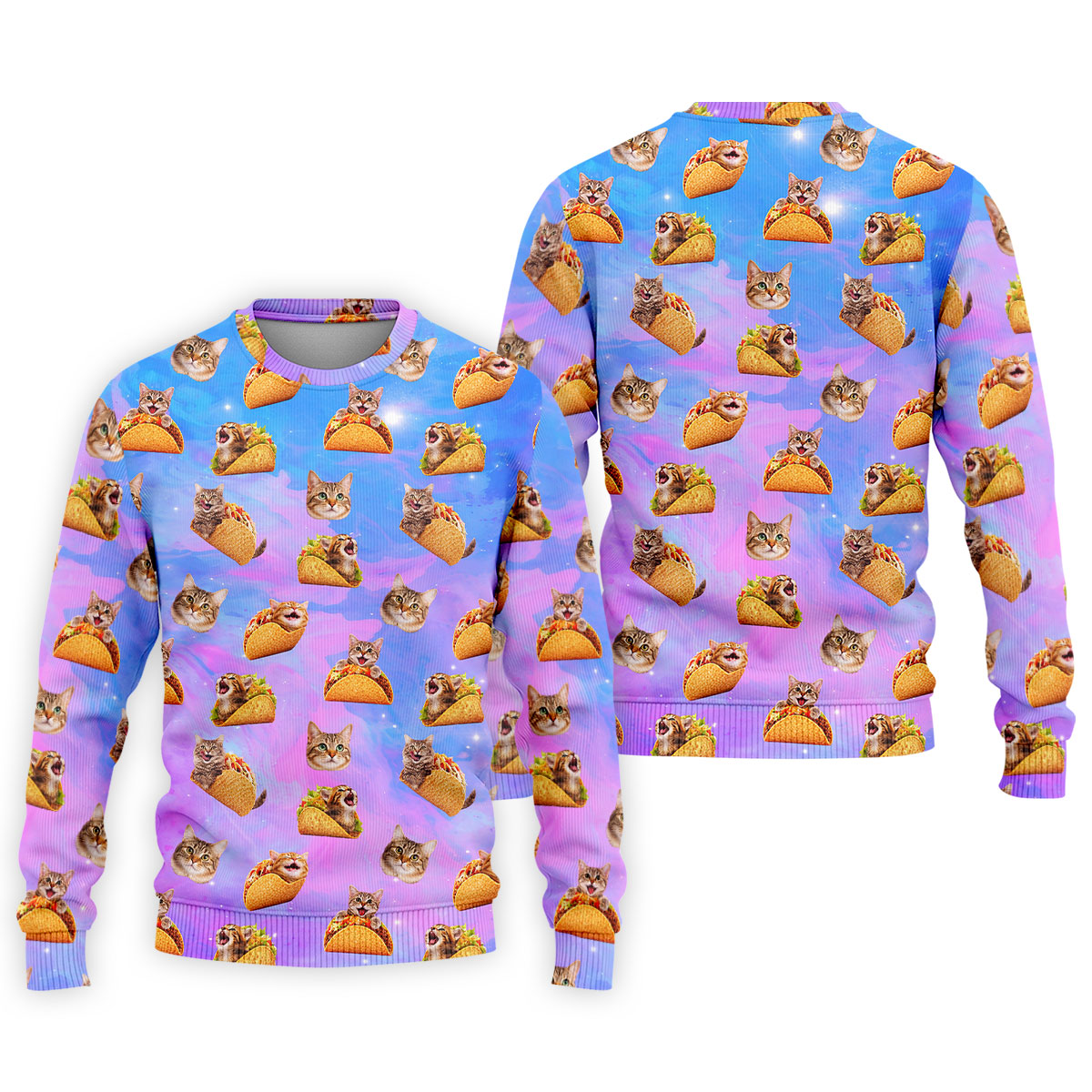 Funny Taco Cat Galaxy Pattern Golf Shirt, Mens Golf Apparel, Polo Shirts For Men