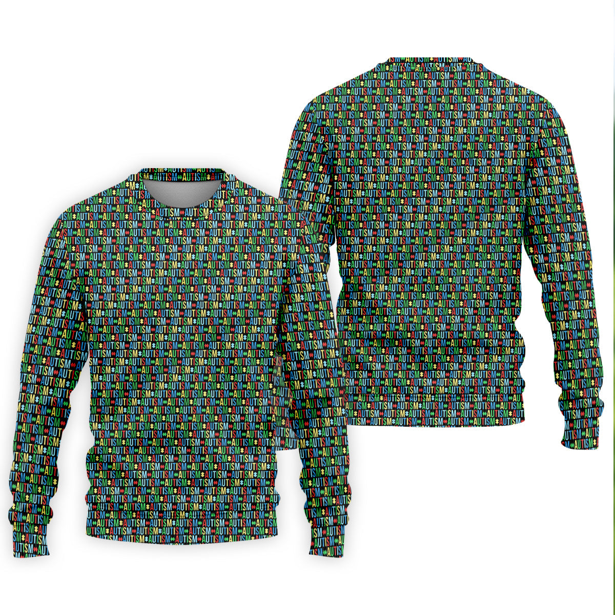 Autism Awareness Colorful Letters Seamless Pattern Golf Tops For Men, Polo Shirts For Men