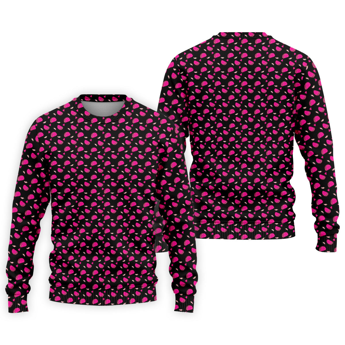 The Pink Taco Seamless Pattern Black Golf Shirt, Golf Tops For Men, Tacos Lover Golf Gift For Men