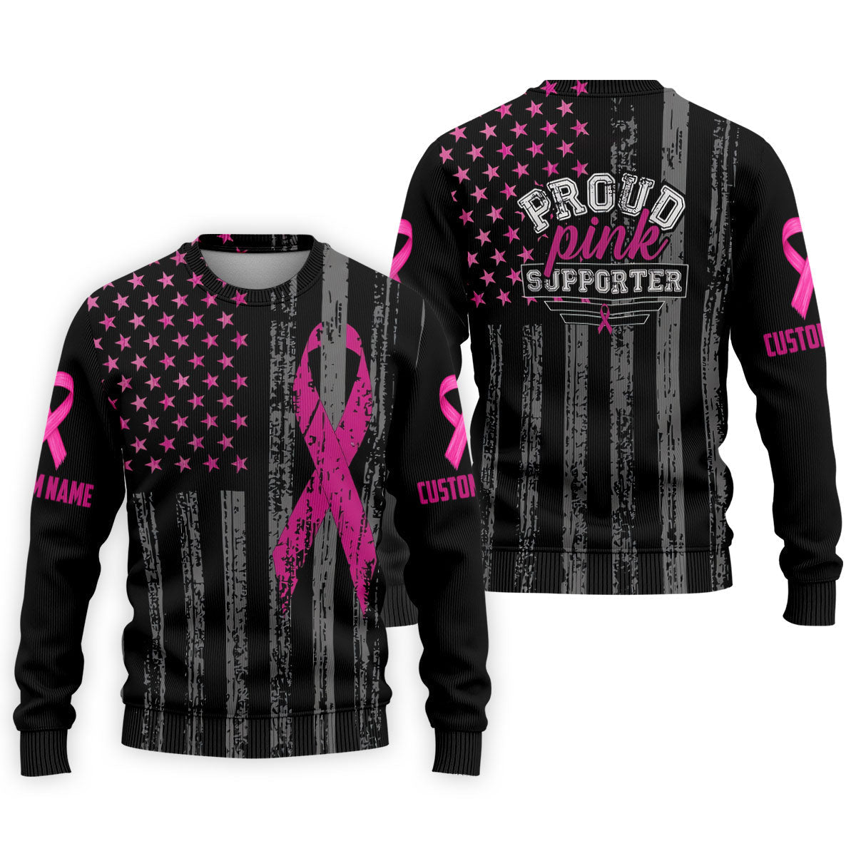 Custom Proud Pink Supporter Breast Cancer Men Polo Shirt, Mens Golf Polo, Awareness Golf Shirts