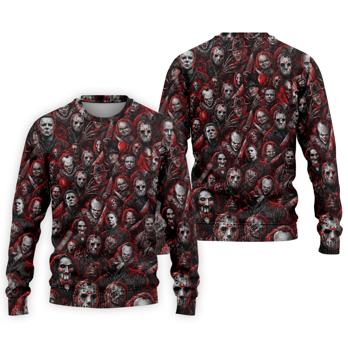 Red Horror Character Clown Collage Golf Polo Shirt, Mens Golf Polo, Printed Golf Shirts