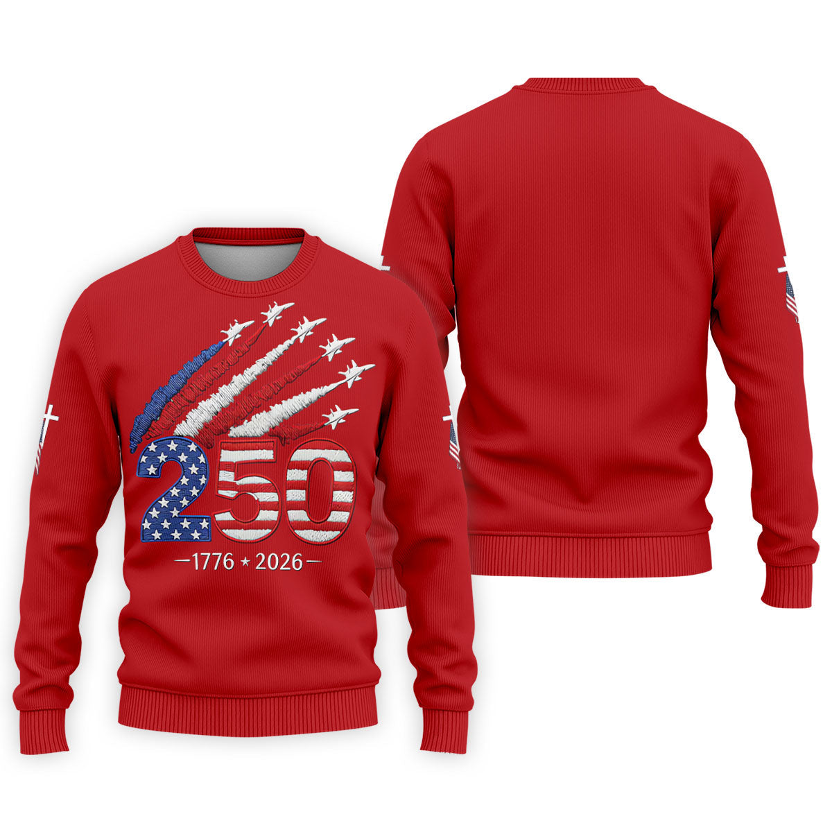 Flying Fighter Jets Faith Cross Patriotic 4th Of July Red Golf Shirt, 250 Years Golf Shirts For Men