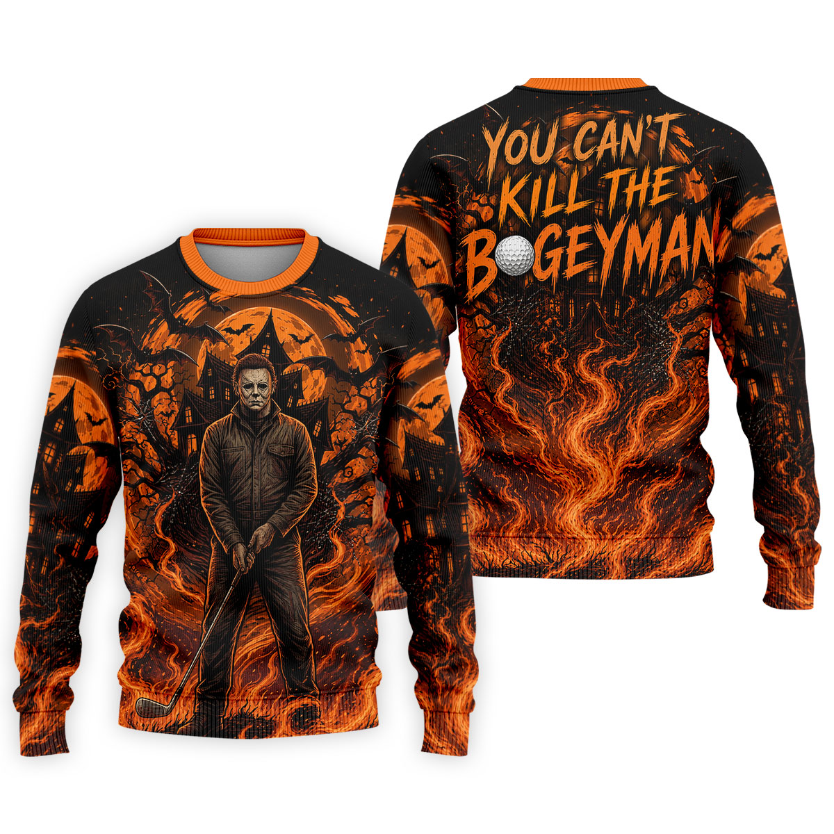 You Can't Kill The Bogeyman Halloween Golf Polo Shirt, Horror Character, Mens Golf Shirts
