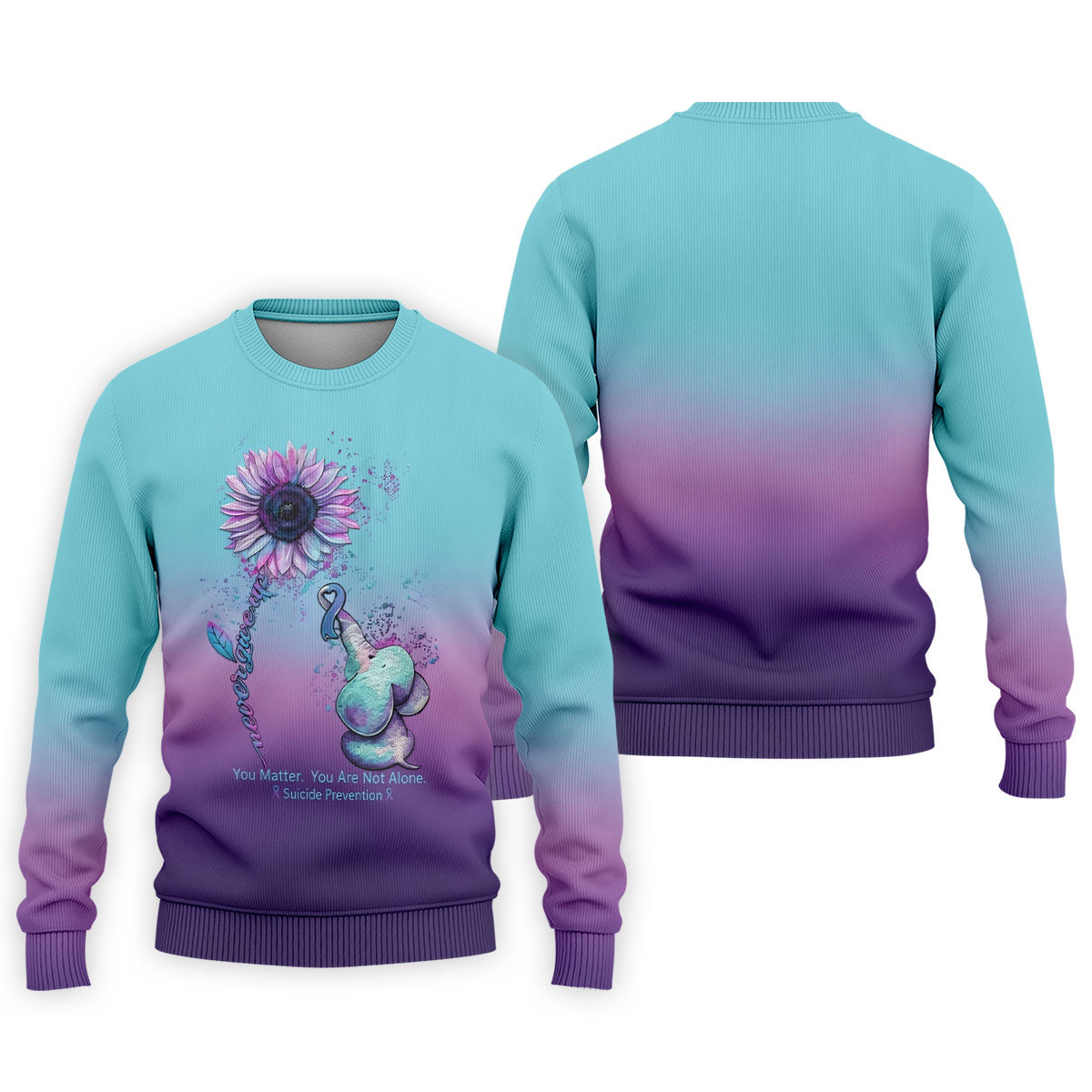 Never Give Up Elephant Sunflower Suicide Prevention Polo Shirts For Men, Men's Golf Shirt